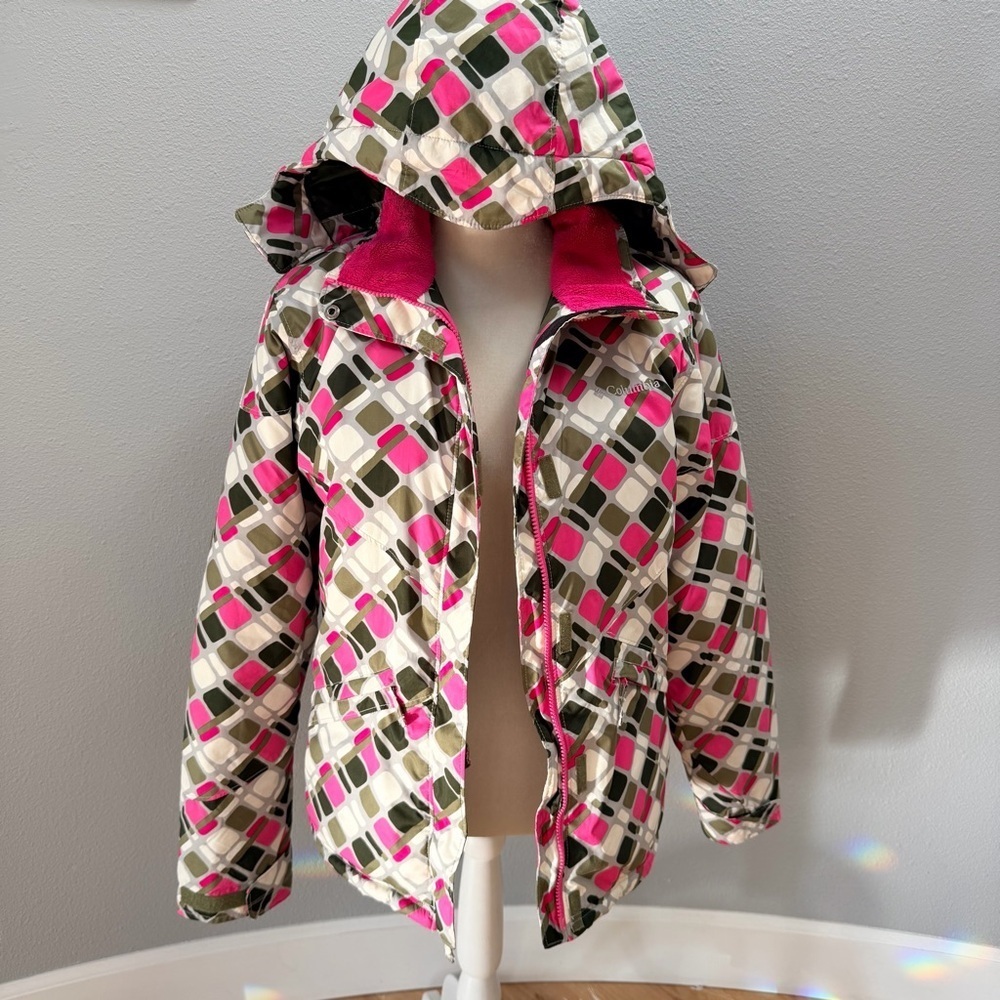 Columbia Kids Puffer Jacket - Pink, Green, and White